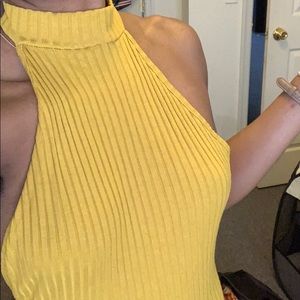Mustard  open back bodysuit